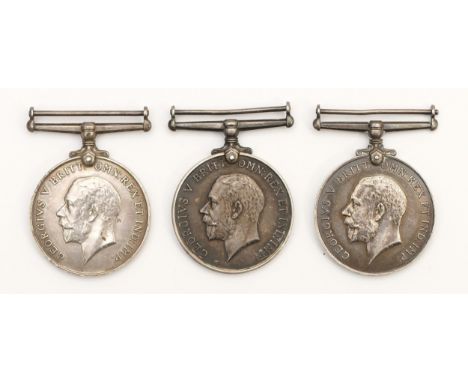 WWI Trio of War medals, awarded to 57390 PTE. P. Allan. Liverpool. R, 4267 PTE. S. G. Booth. 12th London Regiment and S-14402