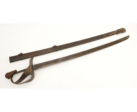 A 1860 model of the Cavalry Sabre, marked S.A.D on the hilt, with original scabbard.