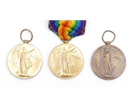 WWI Trio of Victory medals, awarded to 235531 PTE. W. Carpenter. R. W. Fusiliers, 34843 PTE. L. Ashworth. K.S.L.I and G-23844