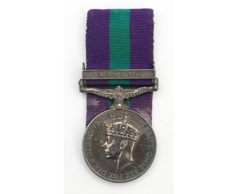 A George VI Officers G.S.M Malaya medal, presented to LT. K. R. Erskine. R. Inniskillings.