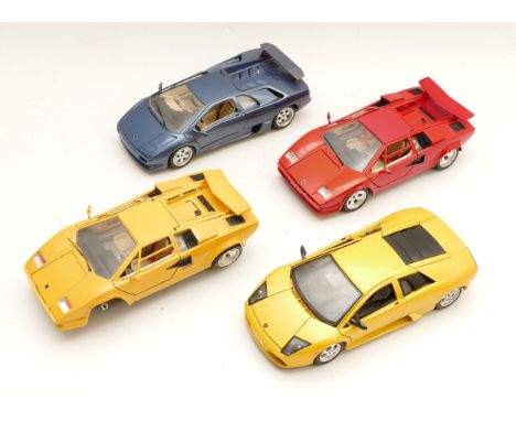 Four die-cast model vehicles, to include, a Burago Lamborghini Diablo 1990, two Burago Lamborghi, Scale: 1/18. (4)