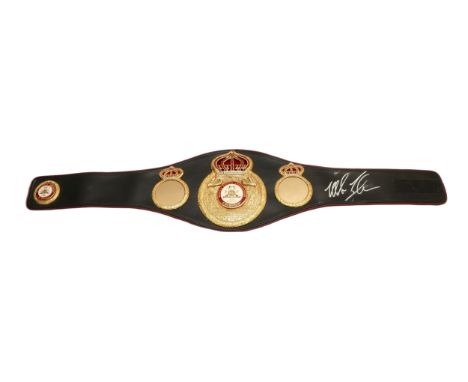 Boxing Memorabilia; Mike Tyson signed WBA World Boxing Association replica belt, 123cm long.Provenance; From the collection o