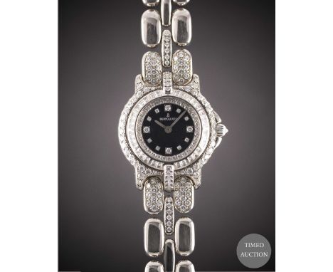 A LADIES 18K SOLID WHITE GOLD &amp; DIAMOND BERTOLUCCI PULCHRA BRACELET WATCH

CIRCA 1990s, WITH ORIGINAL DIAMOND SET DIAL
Mo