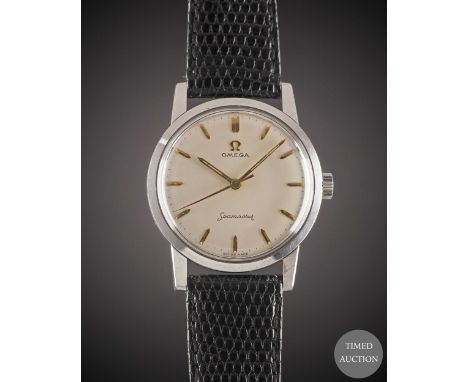 
A GENTLEMAN'S STAINLESS STEEL OMEGA SEAMASTER WRIST WATCH
CIRCA 1961, REF. 14759 SC-61 WITH GOLD "SWORD" MARKERS &amp; HANDS