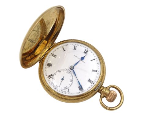 Early 20th century 9ct gold Prima 'Philex Lever' full hunter presentation pocket watch, white enamel dial with Roman numerals