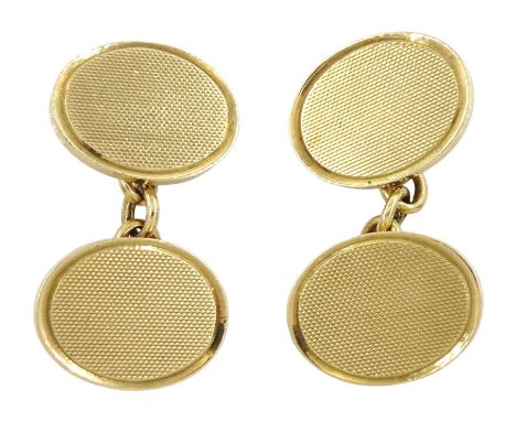 Pair of 9ct gold cufflinks, with engine turned decoration, Chester 1960Condition Report:Approx 17.65gm, good condition