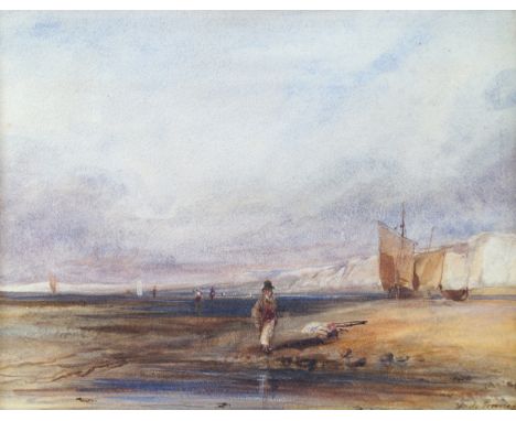 WILLIAM BOUDIN DE TROMELIN (1798-1875)Beach scene in Northern France with an artistWatercolourSignedUnframedCount William de 