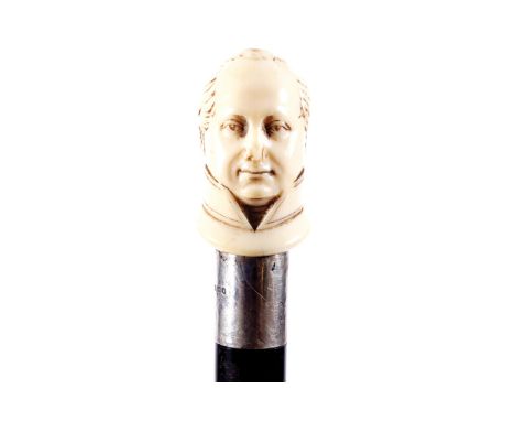 WILLIAM IV PERIOD WALKING STICK The handle depicting the head of William IV