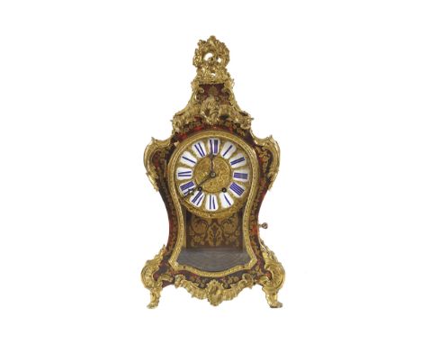 NINETEENTH-CENTURY BUHL BRACKET CLOCK AND BRACKETClock: 54 cm. high; Bracket: 20 cm. high
