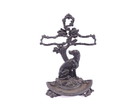 CAST IRON CANINE FIGURE STEMMED STICK STAND40 cm. wide; 68 cm. high