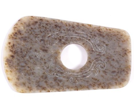 JADE ARCHAISTIC CEREMONIAL AXE HEAD16 cm. long; 10 cm. deep