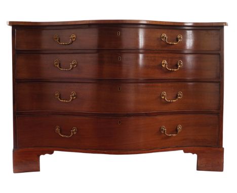 GEORGE III PERIOD MAHOGANY CHEST, CIRCA 1780with a serpentine front, of four graduated drawers, furnished with brass scroll h
