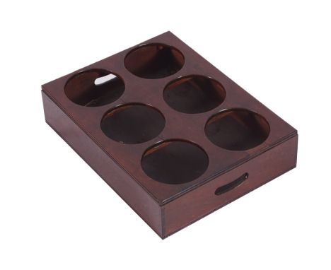 EIGHTEENTH-CENTURY PERIOD MAHOGANY TABLE BOTTLE STANDof six compartments, of rectangular form, supported on roller castors43 