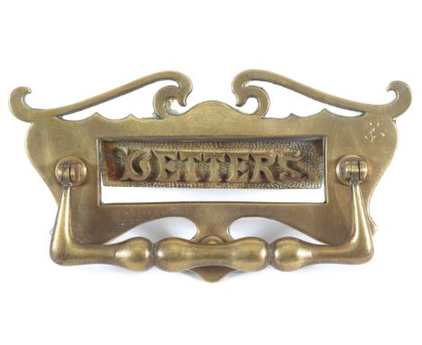 NINETEENTH-CENTURY COMBINATION BRASS LETTER BOX AND KNOCKER