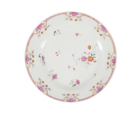 EIGHTEENTH-CENTURY CHINESE EXPORT FAMILLE ROSE AND COLOURED ENAMEL PLATE31 cm. diameter