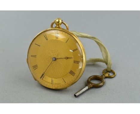 AN 18K FRENCH MARK POCKET WATCH, inner cuvette gilded brass, with wind and set, cylinder movement, signed 'Bright & Son A Gen