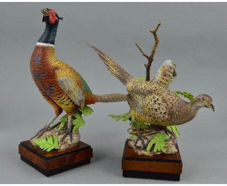 A PAIR OF ROYAL WORCESTER LIMITED EDITION RING NECKED PHEASANTS, designed by Ronald Van Ruyckevelt, impressed and printed mar