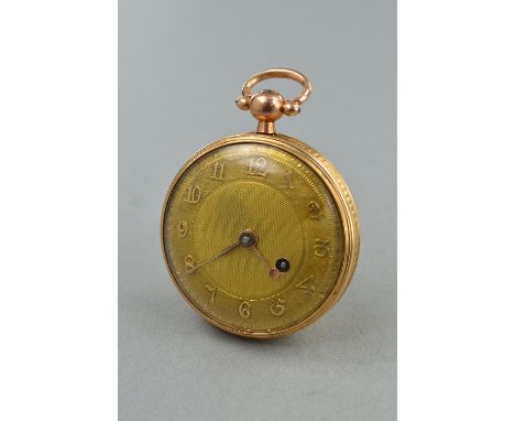 AN 18CT HALLMARKED VERGE FUSEE POCKET WATCH, with diamond end stone, signed Francis Atkin, London , 3667, gold dial with engi