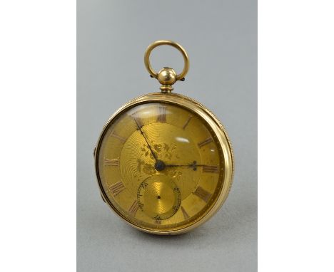 A 12CT GOLD HALLMARKED ENGLISH LEVER FUSEE POCKET WATCH, signed S. Mayer, Manchester No.11935, needs overhaul, case showing g