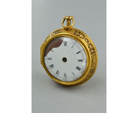 A VERGE FUSEE POCKET WATCH, with chain, 1/4 repeating by J. Reith, H Mesreyer, London No.507, dust cover signed, pierced case