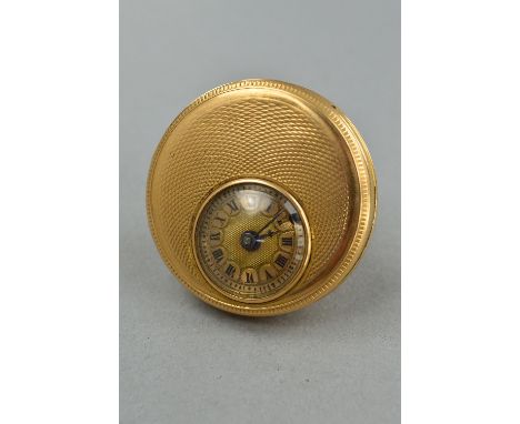 A SMALL 18K FRENCH MARK VERGE FUSEE POCKET WATCH, unsigned, French movement, unsigned, with gold dial, engine turned and 18mm