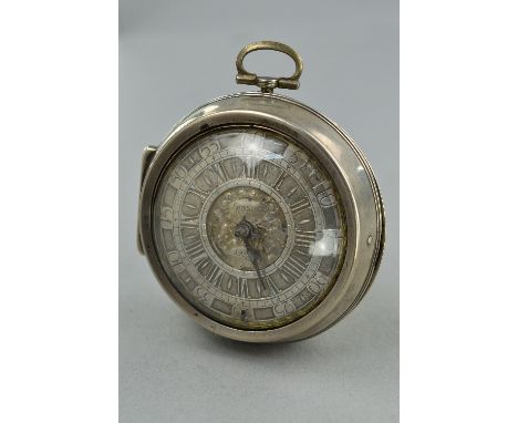 A SILVER VERGE FUSEE POCKET WATCH, with silvered dial by 'Gorsuch Salop' the plain polished inner case in good condition, wel