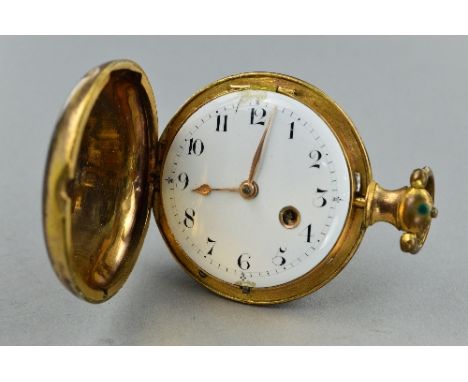 A GILT METAL VERGE HUNTER POCKET WATCH, Thos Stripling, Lichfield, slight damage to dial but good overall