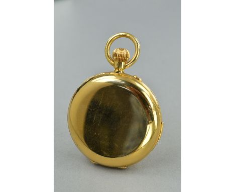 AN 18CT GOLD FULL HUNTER 3/4 PLATE POCKET WATCH BY L.H. ARONSON, BANGOR, minute repeating movement, numbered 11940, temperatu