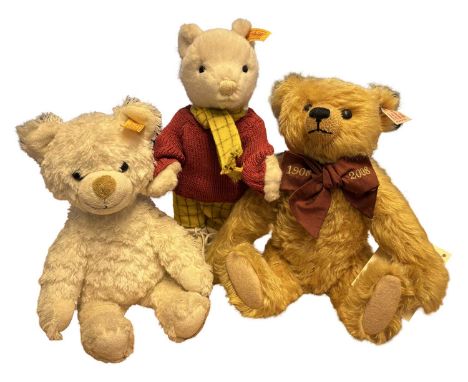 Three Steiff bears, to include: Paul the Growler,  anniversary edition, #415; Rupert the Bear; Cosy Friends 022739 (3)