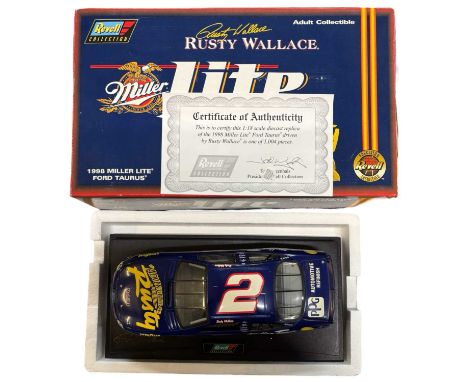 A boxed 1:18 scale 1998 Miller Lite Ford Taurus, 'Rusty Wallace' by Revell