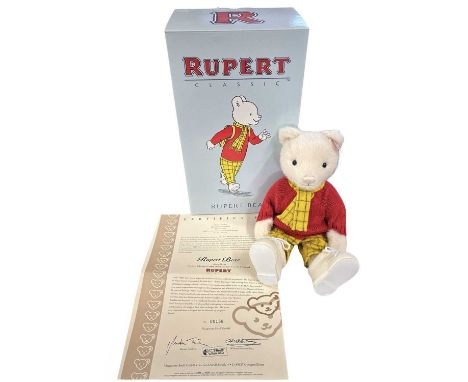 A boxed limited edition Steiff Rupert, #158/3000  with certificate