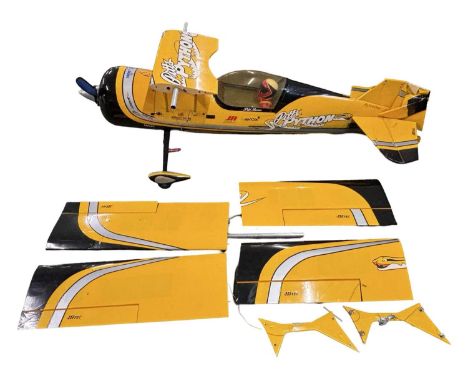 A Pitts Python advanced remote-controlled racing aeroplane, with engine