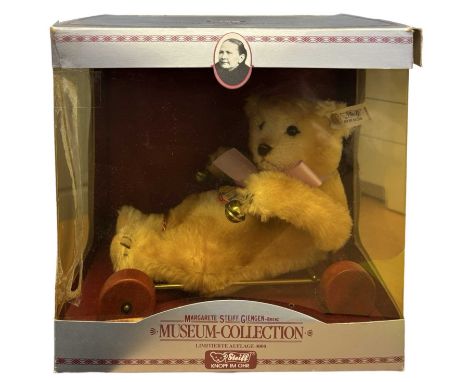 A boxed Steiff limited edition Baby Bear in Wagon replica. #585/4000