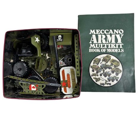 A vintage collection of military Meccano and accompanying manual