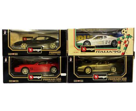 Four boxed Bburago 1:18 scale Ferrari models, to include:1992 456GT1996 550 Maranello in red1996 550 Maranello in silverItali