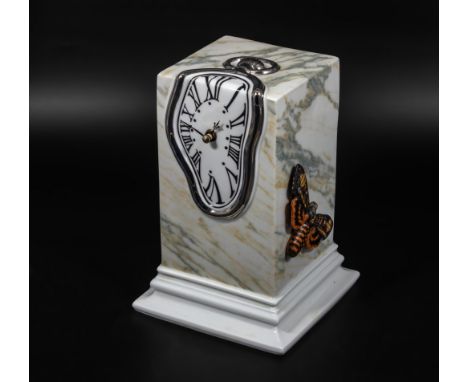 Dali melting clock marks to base Royal Dux, 21cm