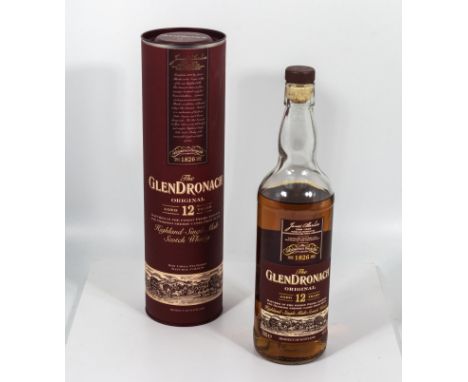 The Glendronach original aged 12 years Highland Scotch single malt whisky, 43% ABV, was 70cl, opened