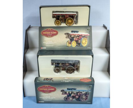 Corgi die cast Vintage Glory 80103 John Fowler Showmans engine together with 80101 Anderton and Rowland Showmans engine