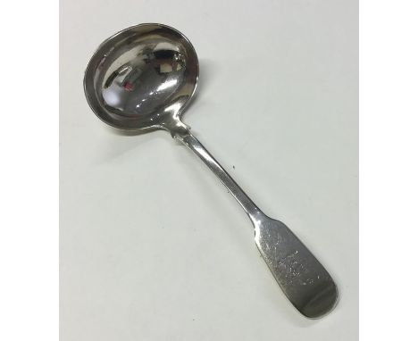 NEWCASTLE: A rare fiddle pattern silver sauce ladle. 1846. By Reid &amp; Son. Approx. 46 grams. Est. £35 - £45.