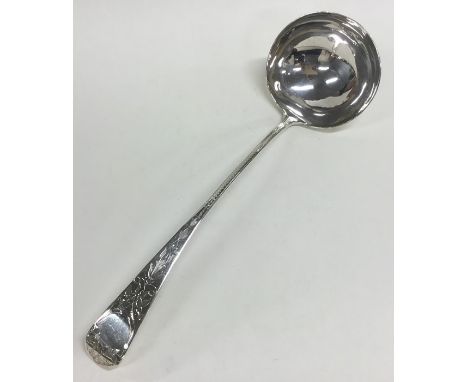 INVERNESS: A rare Provincial Scottish silver soup ladle. Circa 1800. By Stewart Alexander. Approx. 166 grams. Est. £300 - £40