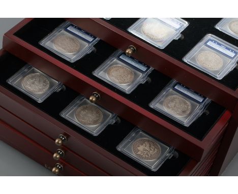 CASED SET OF TWENTY TWO FRANKLIN MINT MORGAN SILVER DOLLARS
dated 1878, 1879, 1880, 1881, 1882, 1883, 1890 consecutively thro