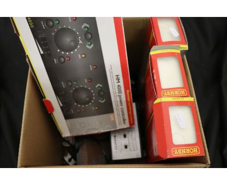 Collection of model railway accessories to include boxed vehicles, empty engine boxes, model kits etc (two boxes)