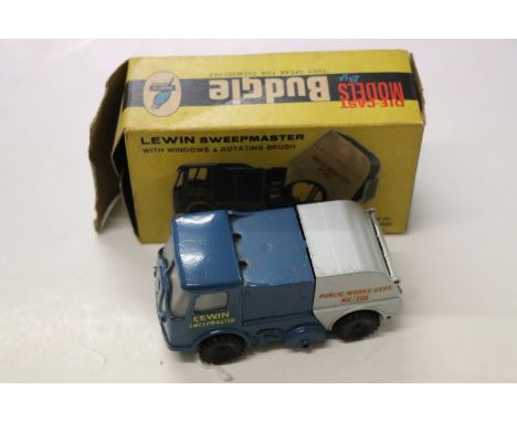 Boxed Budgie diecast models No 300 Lewin Sweepmaster in blue with silver, diecast vg, box gd but with damage to one end flap 