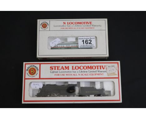Two boxed Bachmann N gauge engines to include 53060 Consolidation 2-8-0 & Tender Reading and 51-629-C2 PCC Streamline Trolley