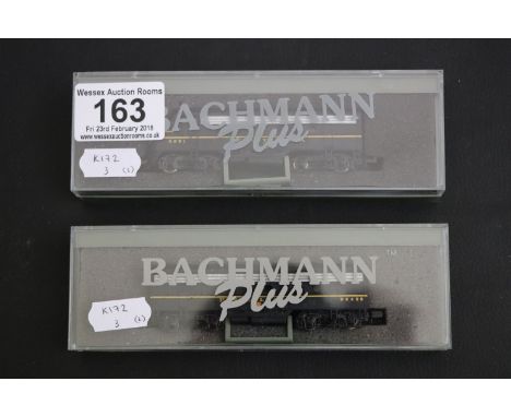 Boxed Bachmann Plus N gauge 11265 EMD F7A Pennsylvania #9651A with tender 11267 EMD F7B Pennsylvania #9648B 