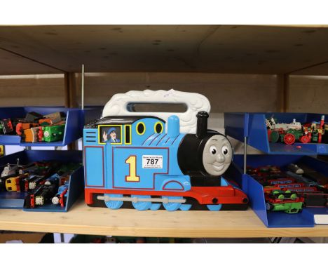 Large collection of Thomas the Tank Engine diecast models mainly ERTL feturing two Thomas carry cases, approx total 125, plus