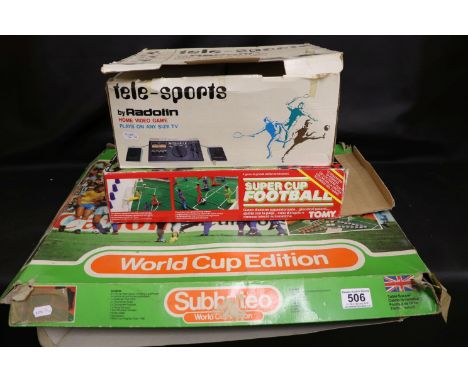 Four boxed sport related games to include Subbuteo World Cup Edition (incomplete), Marx Pro Shot Golf, Tomy Super Cup Footbal