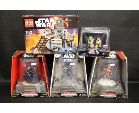 Star Wars -  Three boxed Hasbro Titanium Series Die-Cast figures to include Luke Skywalker, Clone Trooper and Darth Maul plus
