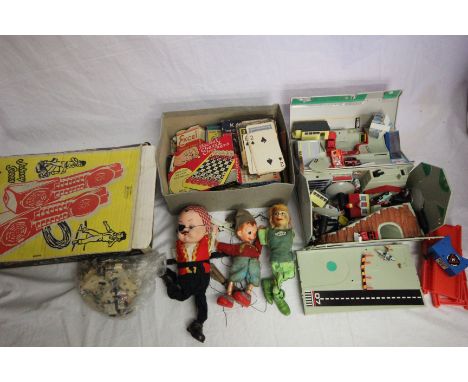 Group of mixed vintage toys to include playing cards and card games, Micro Machines, boxed Johnny Seven Phone Set 6068, 3 x c