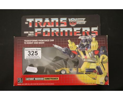Transformers - Original boxed G1 Hasbro Takara Autobot Warrior Sunstreaker with accessories, gd overal condition, box vg, ite